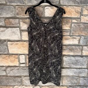 Halogen Black Floral V Neck Skimming Shift Dress Sz S